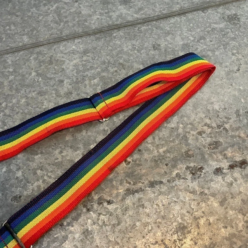Rainbow Suspenders and Belt One Size Adjustable Vintage Retro 70s Smiley Face